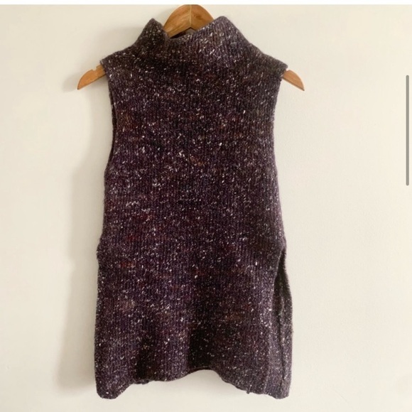 WILFRED Aritzia Durandal Marl Sleeveless Mock Neck Wool Silk Merino Sweater - Picture 8 of 11